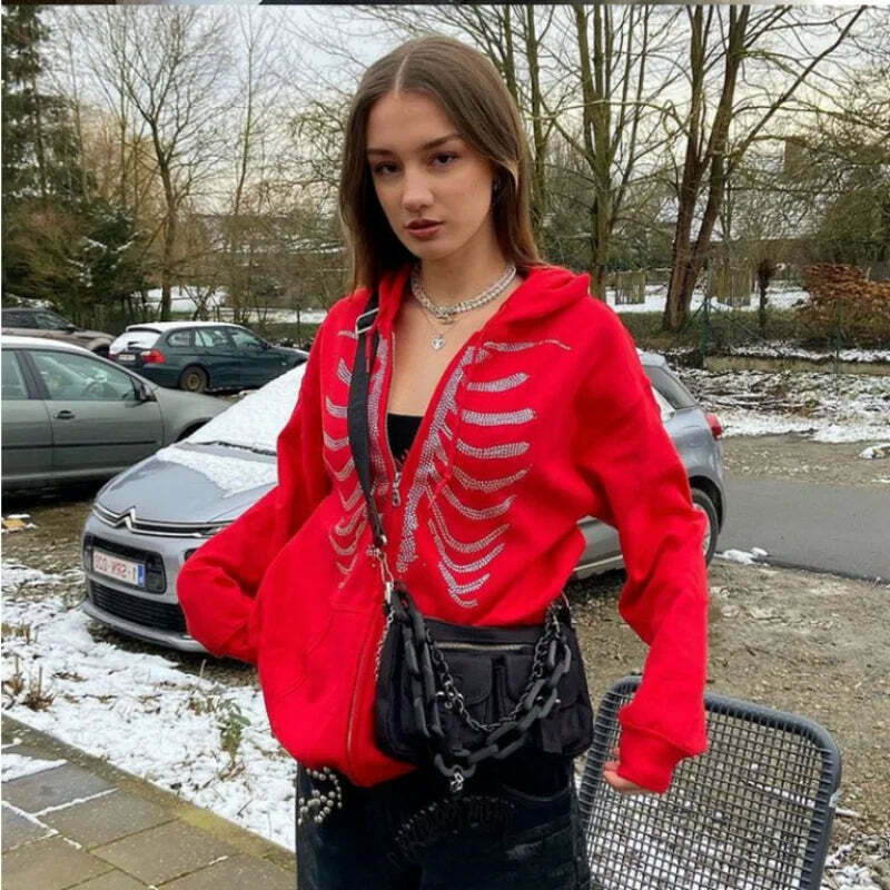 Bedazzle Bliss Rhinestone Hooded Sweater - Y2K Aesthetic Coquette Fashion for Women