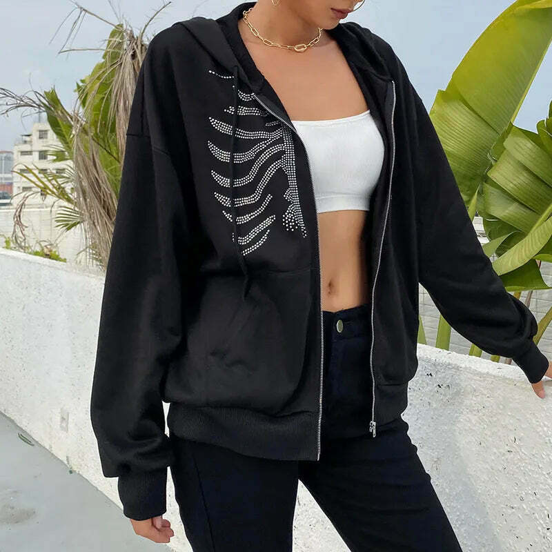 Bedazzle Bliss Rhinestone Hooded Sweater - Y2K Aesthetic Coquette Fashion for Women