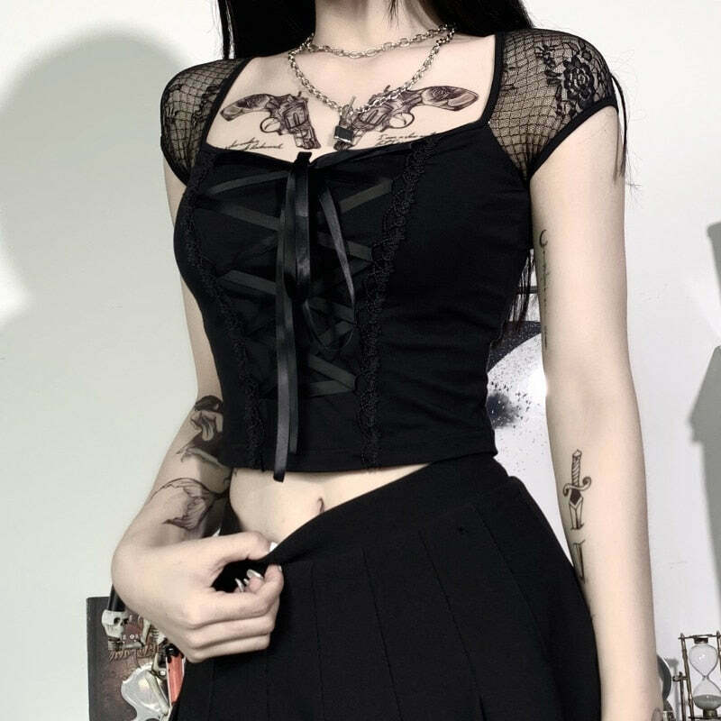 Black Magic Corset Top - Y2K Fashion Statement with Coquette Aesthetic and Grunge Style