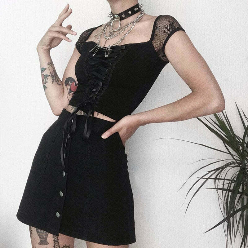 Black Magic Corset Top - Y2K Fashion Statement with Coquette Aesthetic and Grunge Style