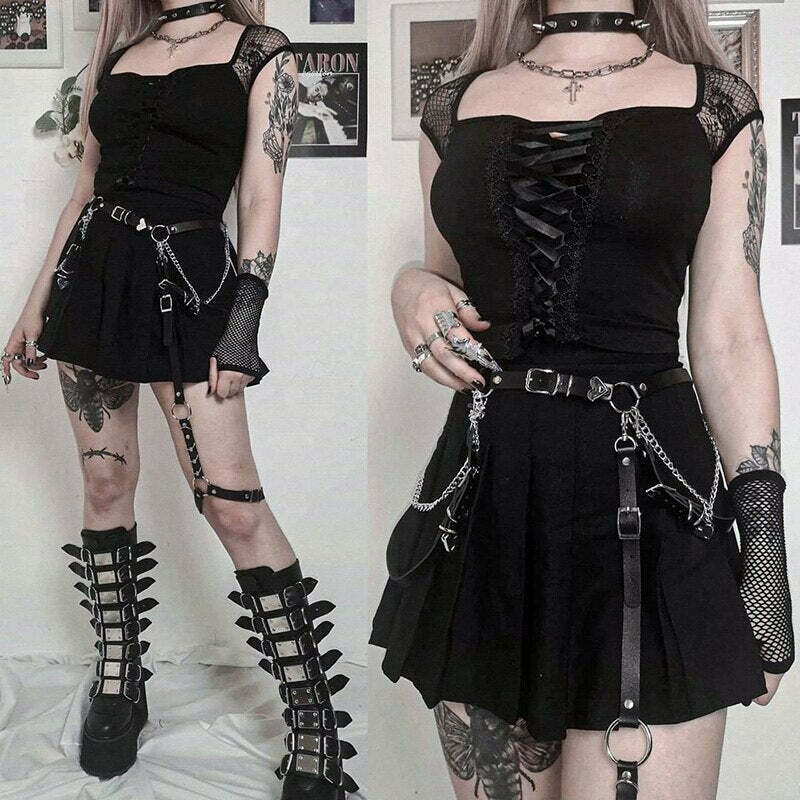 Black Magic Corset Top - Y2K Fashion Statement with Coquette Aesthetic and Grunge Style