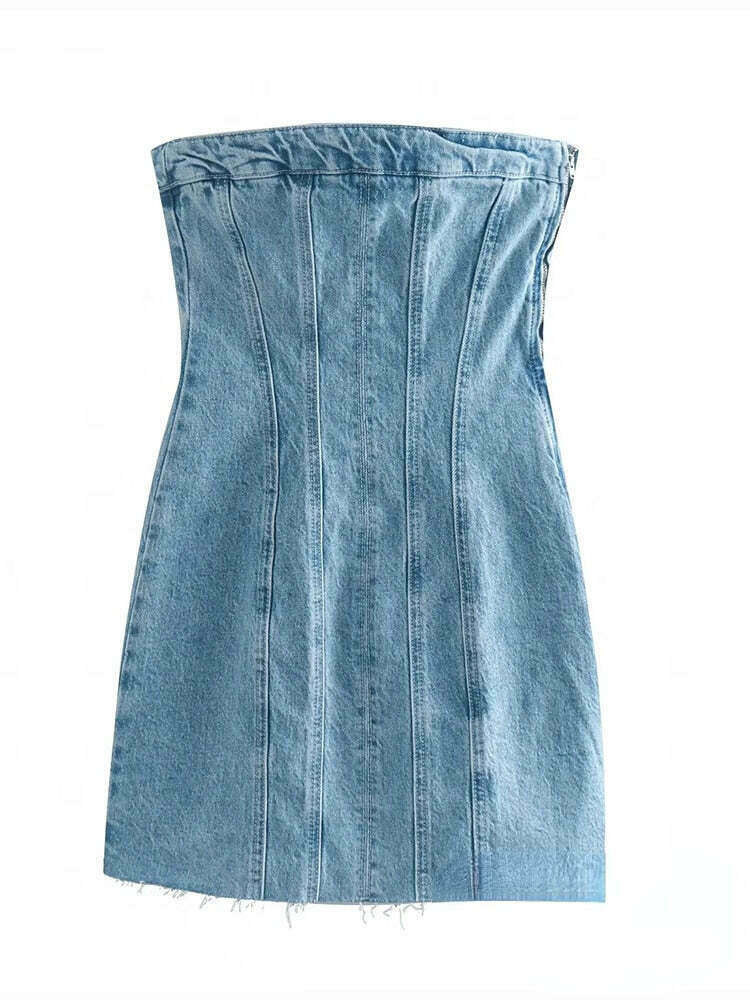 Blue Denim Dress: Y2K Fashion Statement with Coquette Aesthetic & Grunge Style