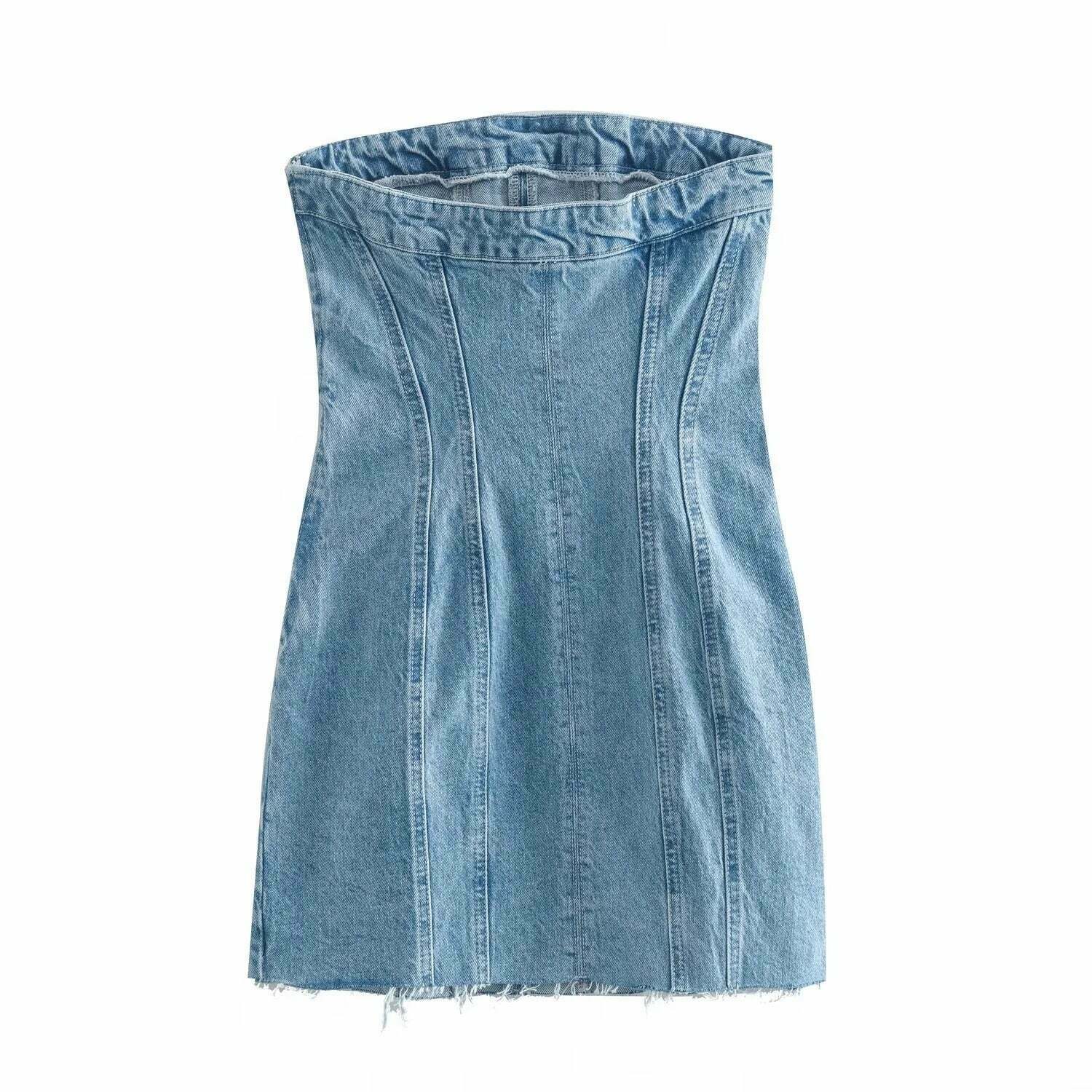 Blue Denim Dress: Y2K Fashion Statement with Coquette Aesthetic & Grunge Style