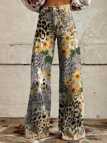 Casual Floral Wide Leg Pants - Y2K Fashion Coquette Aesthetic Grunge Style Cargo Skirt
