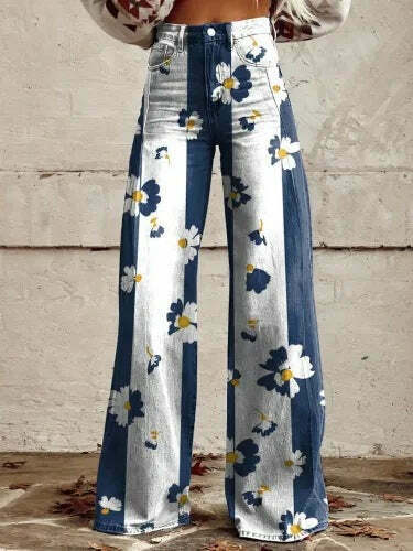 Casual Floral Wide Leg Pants - Y2K Fashion Coquette Aesthetic Grunge Style Cargo Skirt
