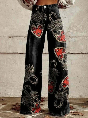 Casual Floral Wide Leg Pants - Y2K Fashion Coquette Aesthetic Grunge Style Cargo Skirt