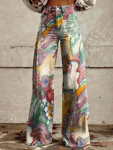 Casual Floral Wide Leg Pants - Y2K Fashion Coquette Aesthetic Grunge Style Cargo Skirt