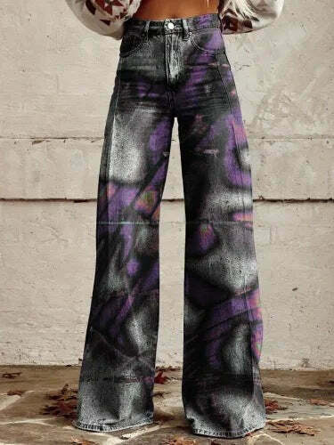 Casual Floral Wide Leg Pants - Y2K Fashion Coquette Aesthetic Grunge Style Cargo Skirt