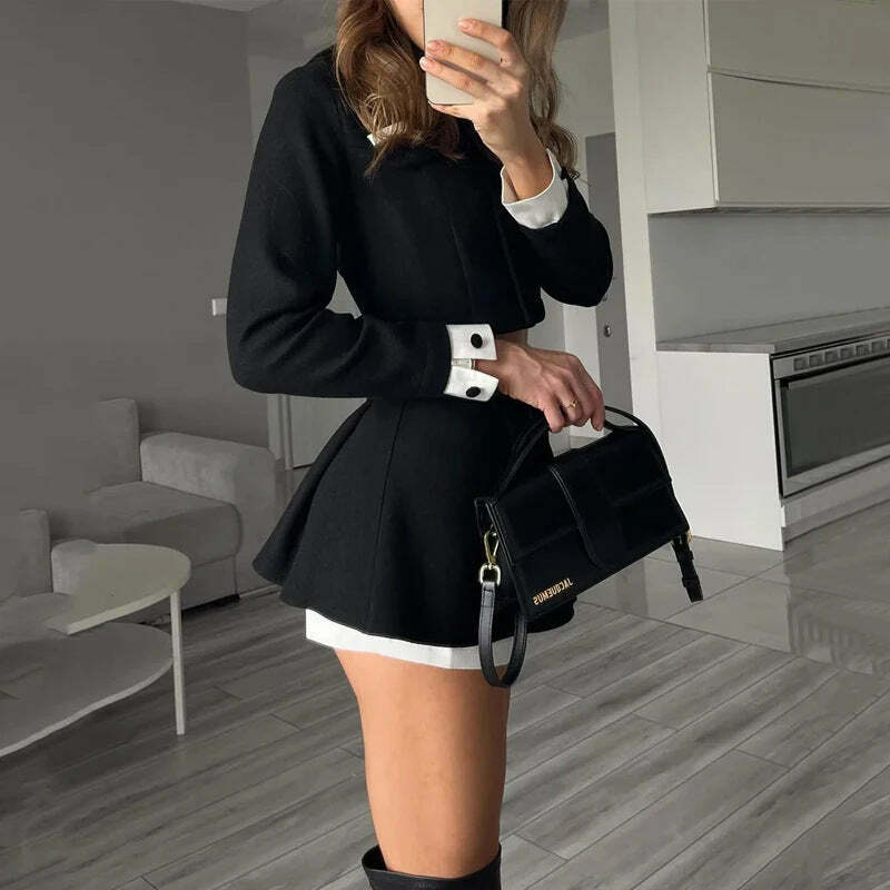 Casual Skirt Suit with Y2K Aesthetic, Grunge Style, and Coquette Vibes - Women's Niche Fashion