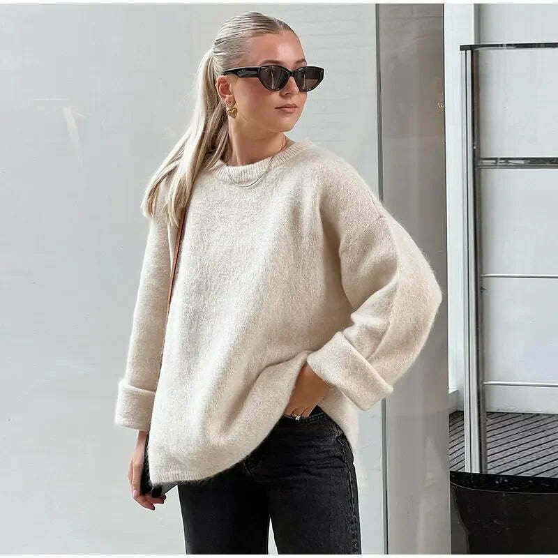 Charm In Cozy Knit Pullover - Y2K Fashion Aesthetic - Grunge Style Cute Tops & Cargo Skirt