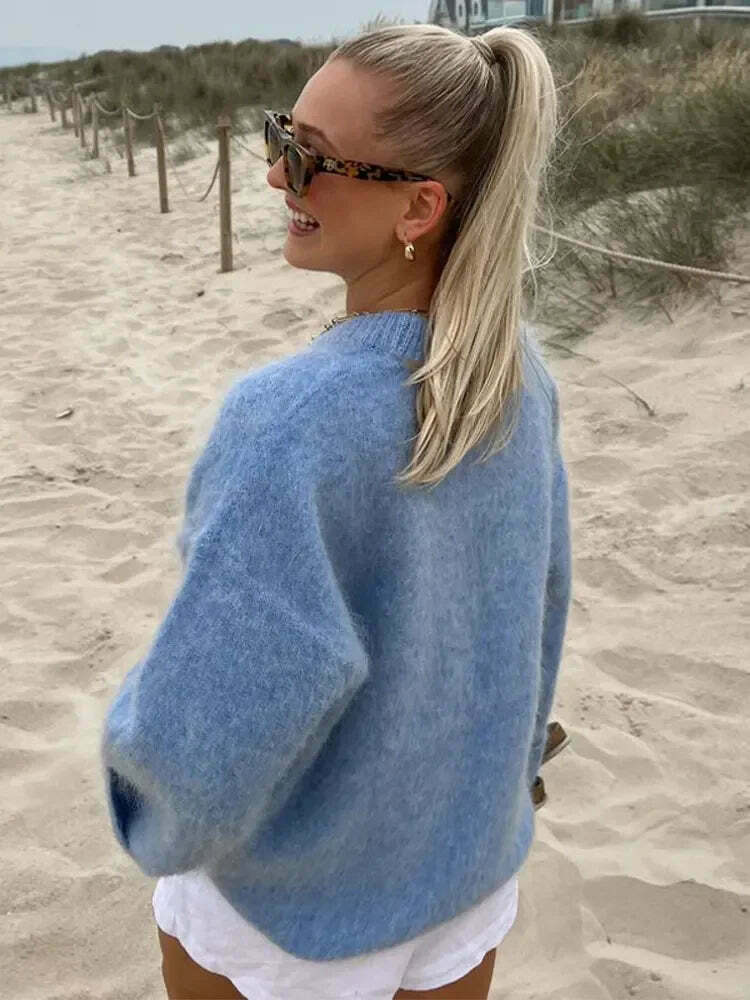 Charm In Cozy Knit Pullover - Y2K Fashion Aesthetic - Grunge Style Cute Tops & Cargo Skirt