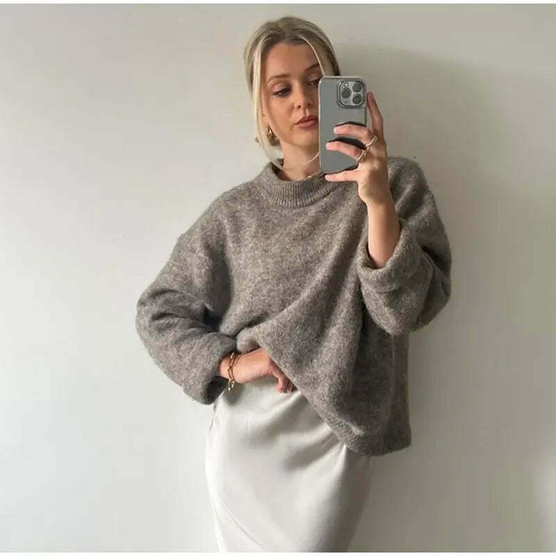 Charm In Cozy Knit Pullover - Y2K Fashion Aesthetic - Grunge Style Cute Tops & Cargo Skirt