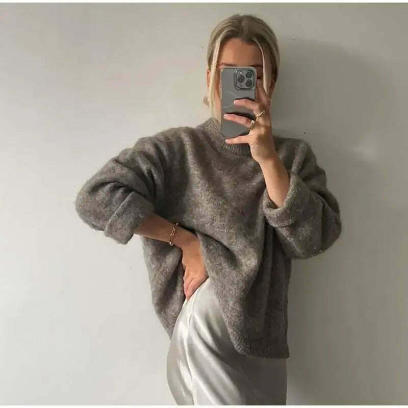 Charm In Cozy Knit Pullover - Y2K Fashion Aesthetic - Grunge Style Cute Tops & Cargo Skirt
