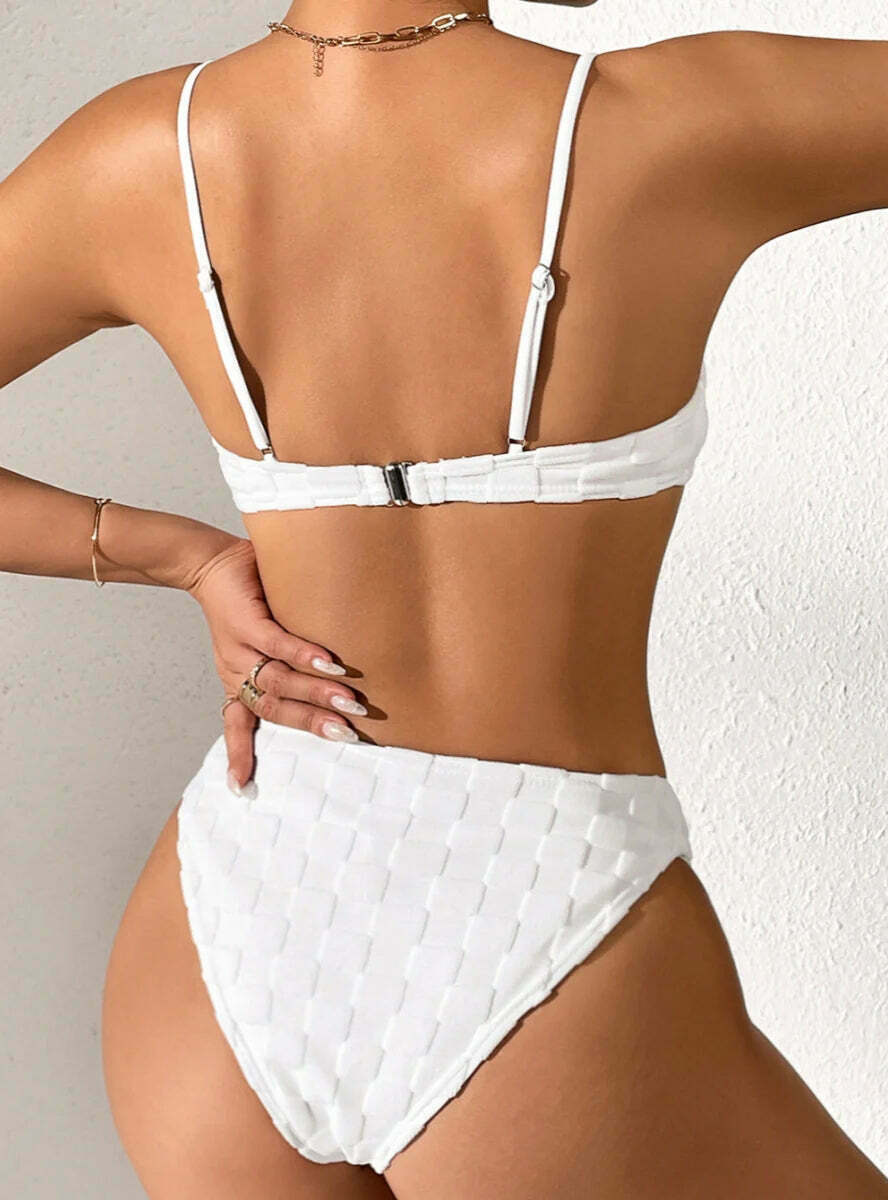 Checkerboard Two Piece Swimsuit Bikini for Y2K Fashion Enthusiasts
