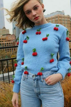 Cherry Sweater: Y2K Fashion with Coquette Aesthetic, Grunge Style, and Pastel Goth Vibes