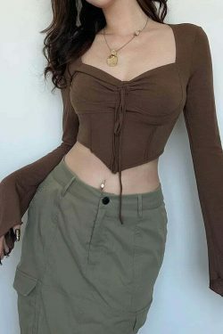 Cinnamon Sensation Crop Top - Y2K Fashion with Coquette Aesthetic & Grunge Style