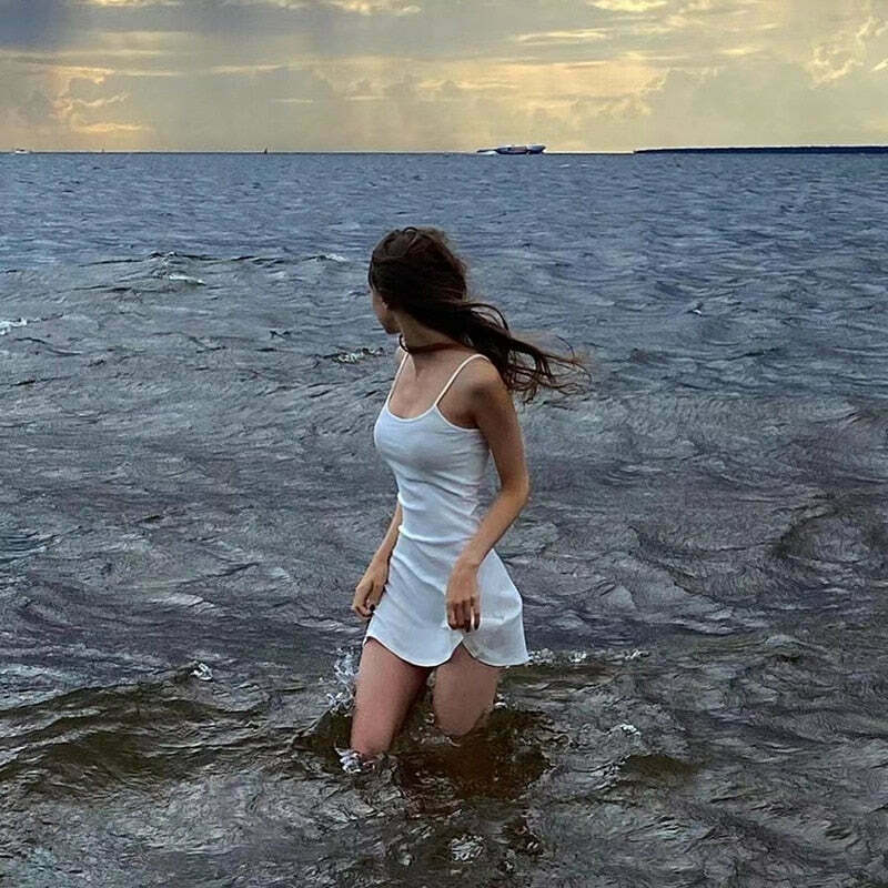 Coastal Charm Cami Dress - Y2K Fashion with Coquette Aesthetic, Grunge Style, and Pastel Goth Vibes