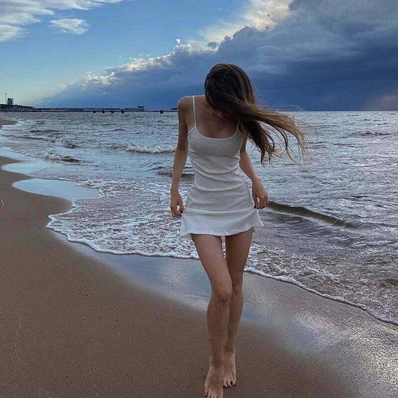 Coastal Charm Cami Dress - Y2K Fashion with Coquette Aesthetic, Grunge Style, and Pastel Goth Vibes