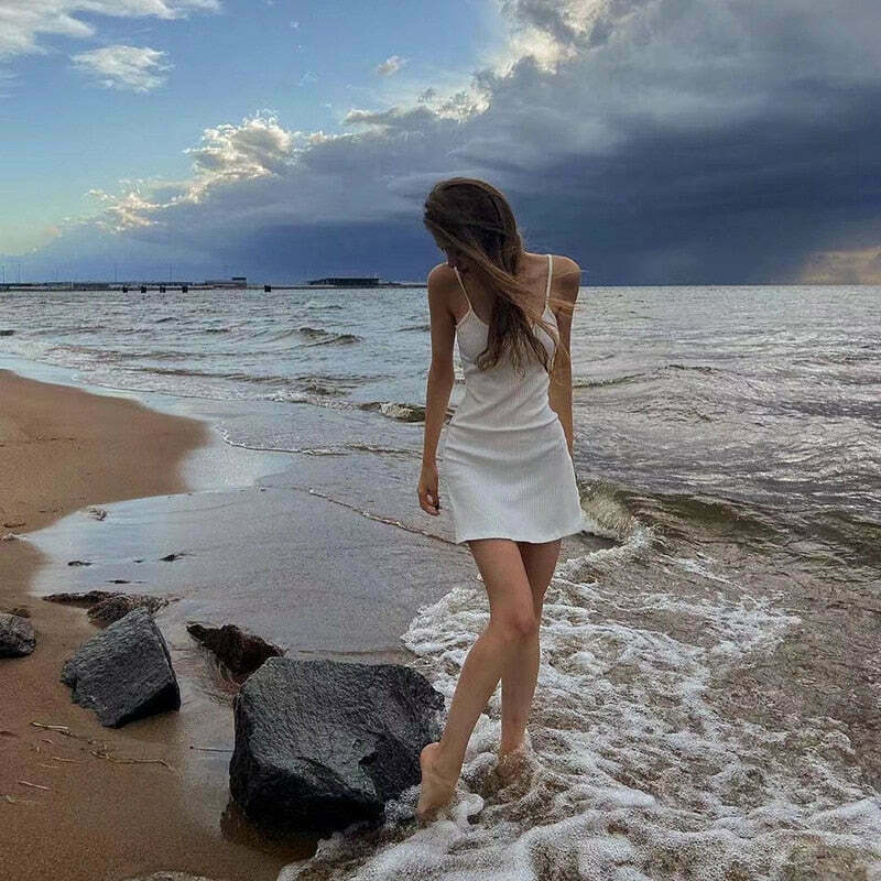 Coastal Charm Cami Dress - Y2K Fashion with Coquette Aesthetic, Grunge Style, and Pastel Goth Vibes