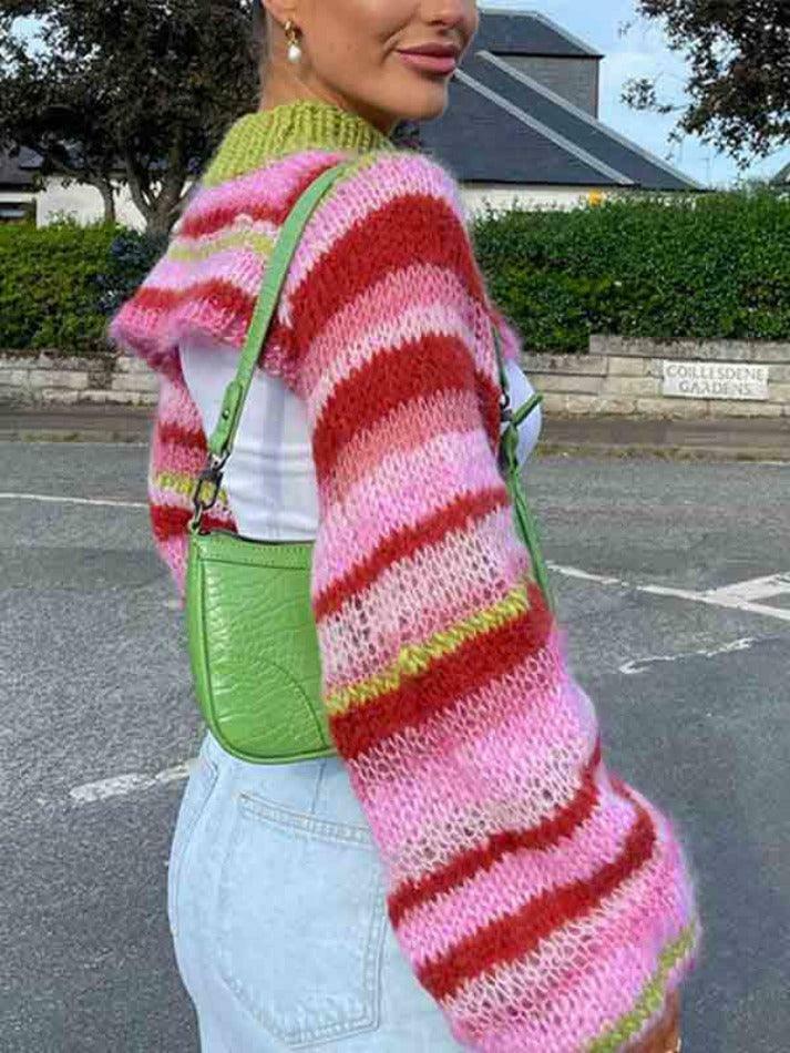 Colorful Stripe Crochet Smock Top - Y2K Fashion Aesthetic for Women
