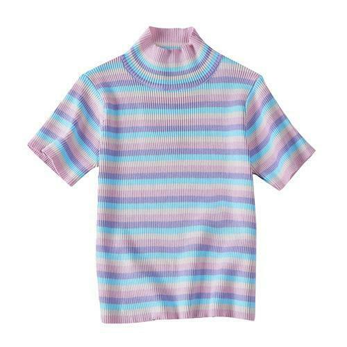 Colorful Striped Crop Top for Y2K Fashion Enthusiasts - Coquette Aesthetic with a Pop of Color