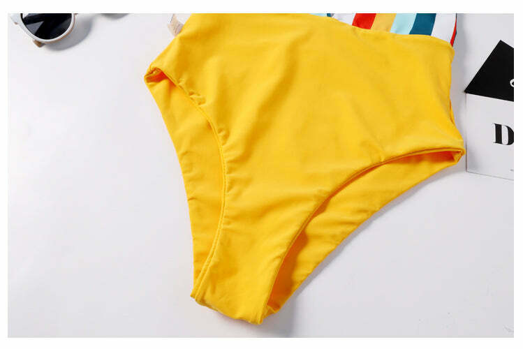 Colorful Striped Cutout Swimsuit with Ties - Y2K Fashion Statement for Women