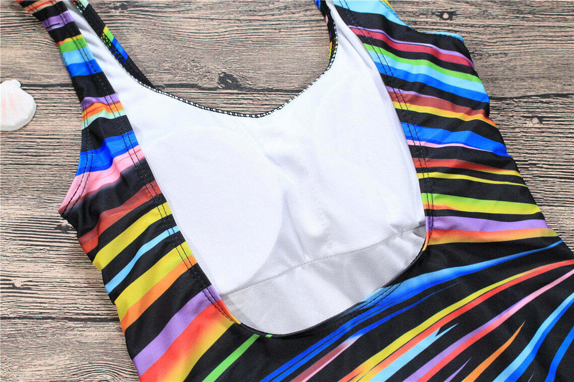 Colorful Striped Tied Swimsuit for Y2K Fashionistas: Coquette, Grunge, and Pastel Goth Aesthetics