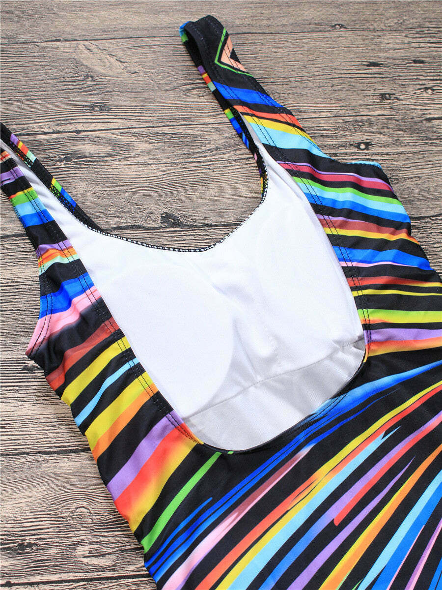 Colorful Striped Tied Swimsuit for Y2K Fashionistas: Coquette, Grunge, and Pastel Goth Aesthetics