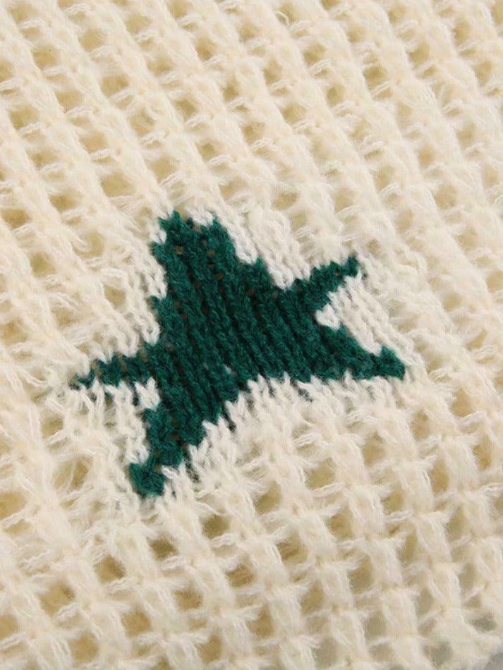 Contrast Color Star Crochet Top: Y2K Fashion Smock - Coquette Aesthetic, Grunge Style, Cute Tops