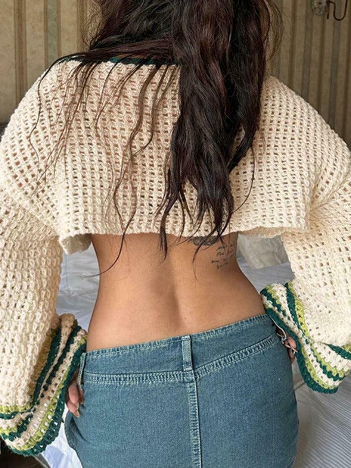 Contrast Color Star Crochet Top: Y2K Fashion Smock - Coquette Aesthetic, Grunge Style, Cute Tops