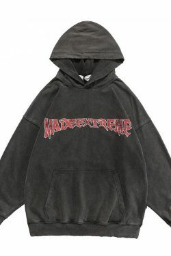 Coquette Aesthetic 'Redemption' Y2K Washed Hoodie for Women - Grunge Style Cargo Skirt Outfit