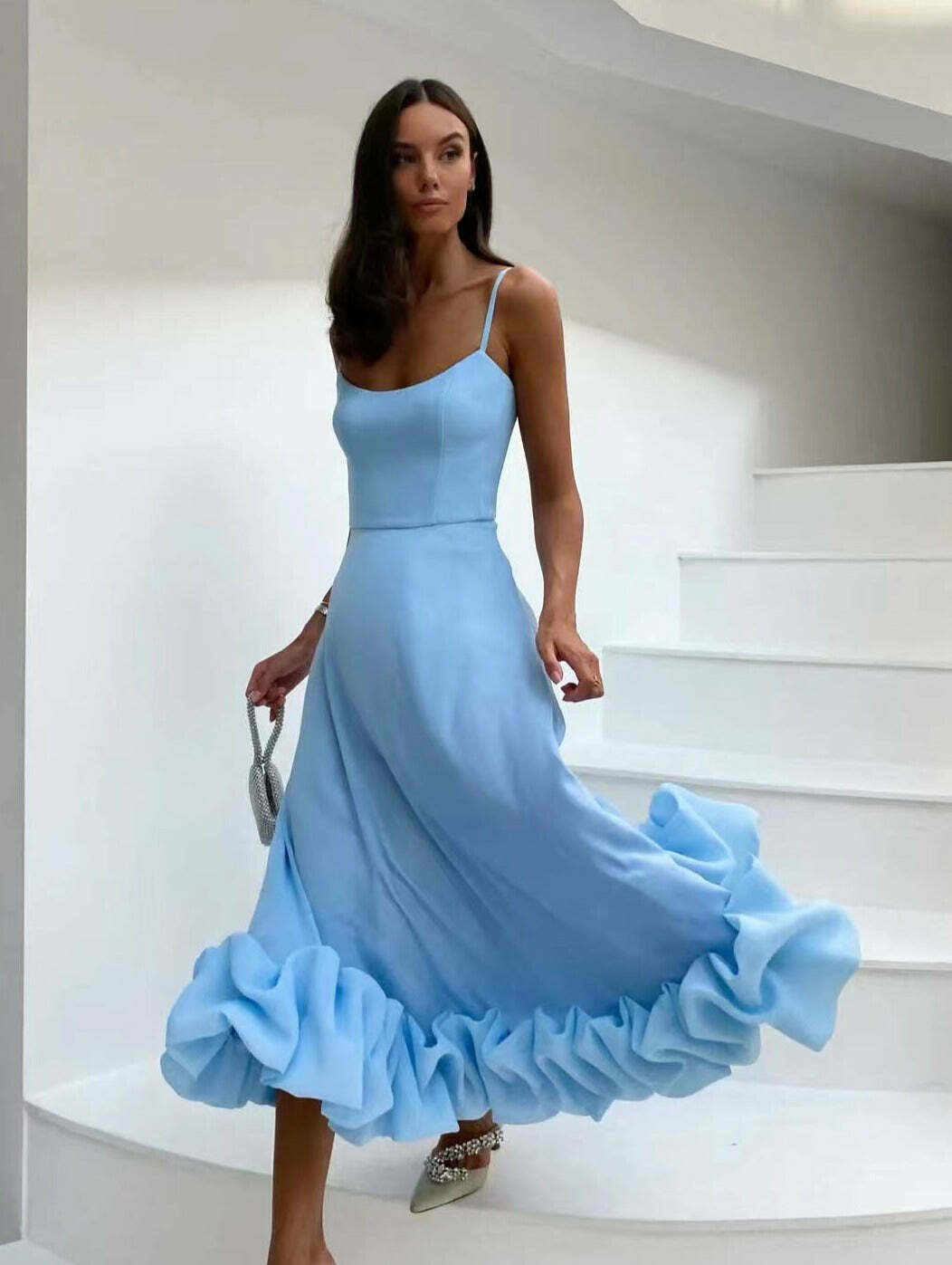 Coquette Aesthetic 3D Flower Midi Dress - Y2K Fashion Women's Clothing