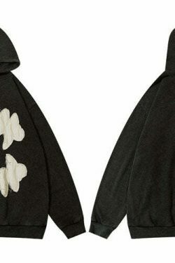 Coquette Aesthetic Acid Wash Hoodie with Fangs Applique - Y2K Fashion Statement