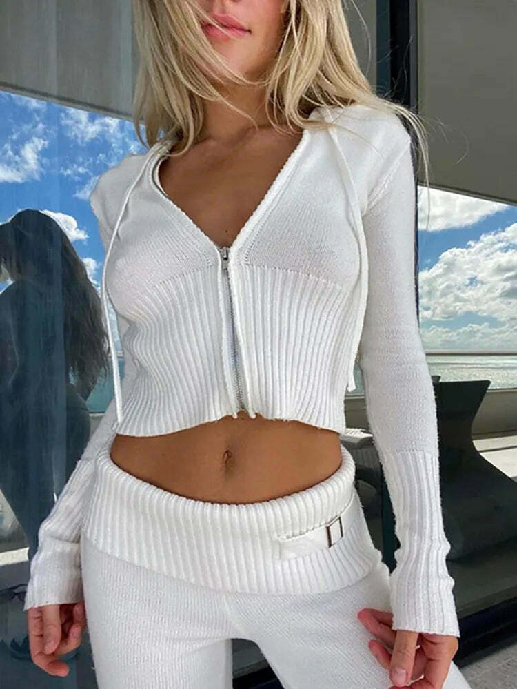 Coquette Aesthetic Alexandra Tracksuit Set - Y2K Fashion Hoodie & Cargo Skirt