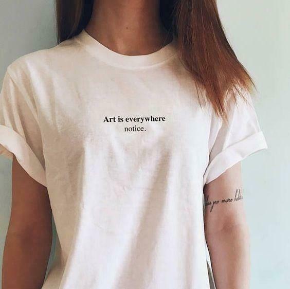 Coquette Aesthetic Art Is Everywhere Notice T-Shirt - Y2K Fashion Grunge Style Cute Tops