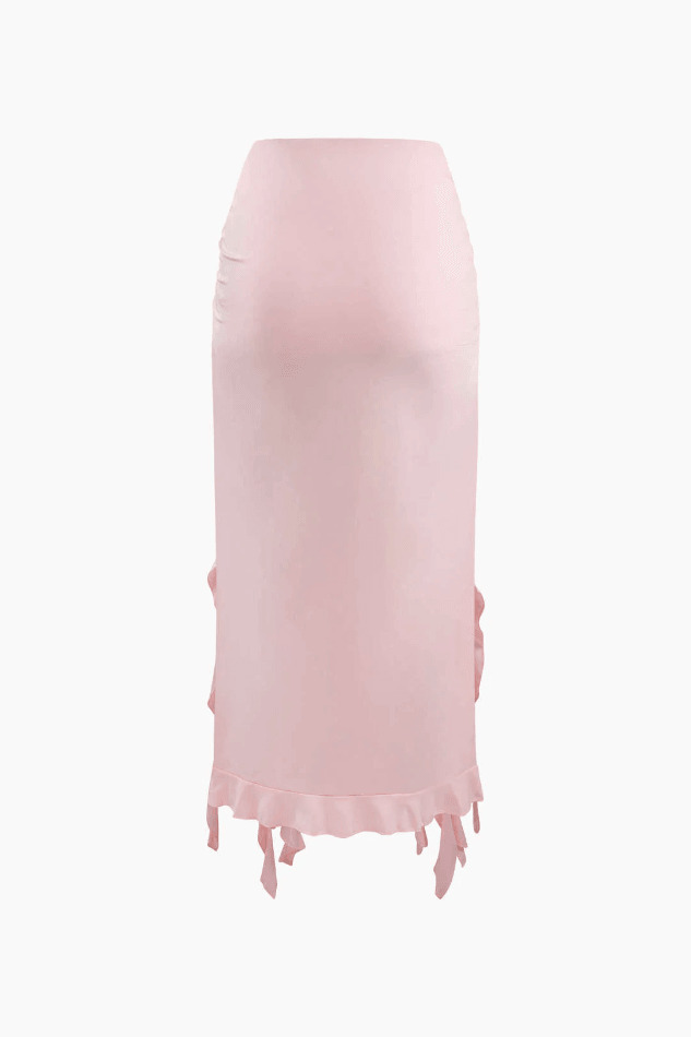 Coquette Aesthetic Asymmetric Tube Top & Ruffle Skirt Set