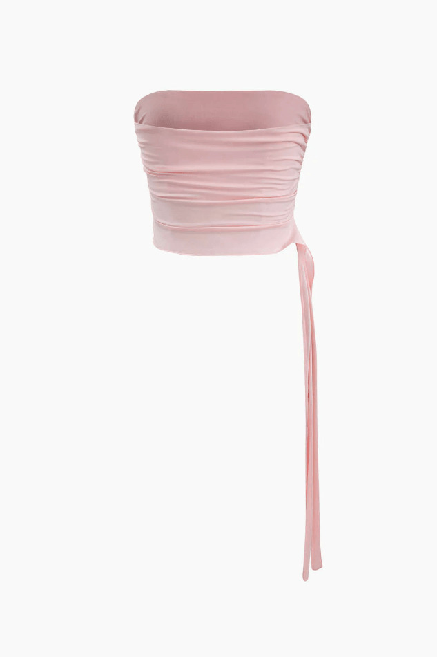 Coquette Aesthetic Asymmetric Tube Top & Ruffle Skirt Set