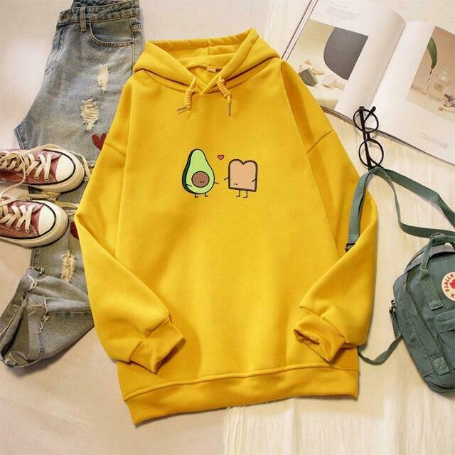Coquette Aesthetic Avocado Besties Hoodie - Y2K Fashion Women's Cute Tops & Grunge Style Sweatshirt