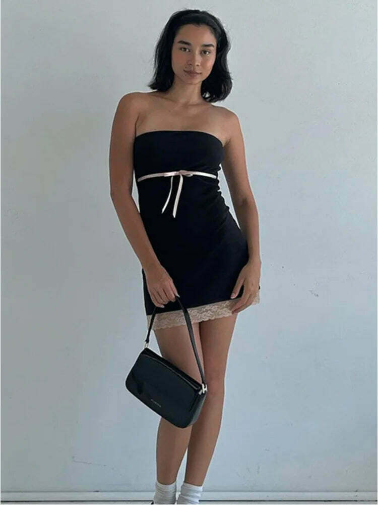 Coquette Aesthetic Backless Bow Bliss Mini Dress - Y2K Fashion for Women