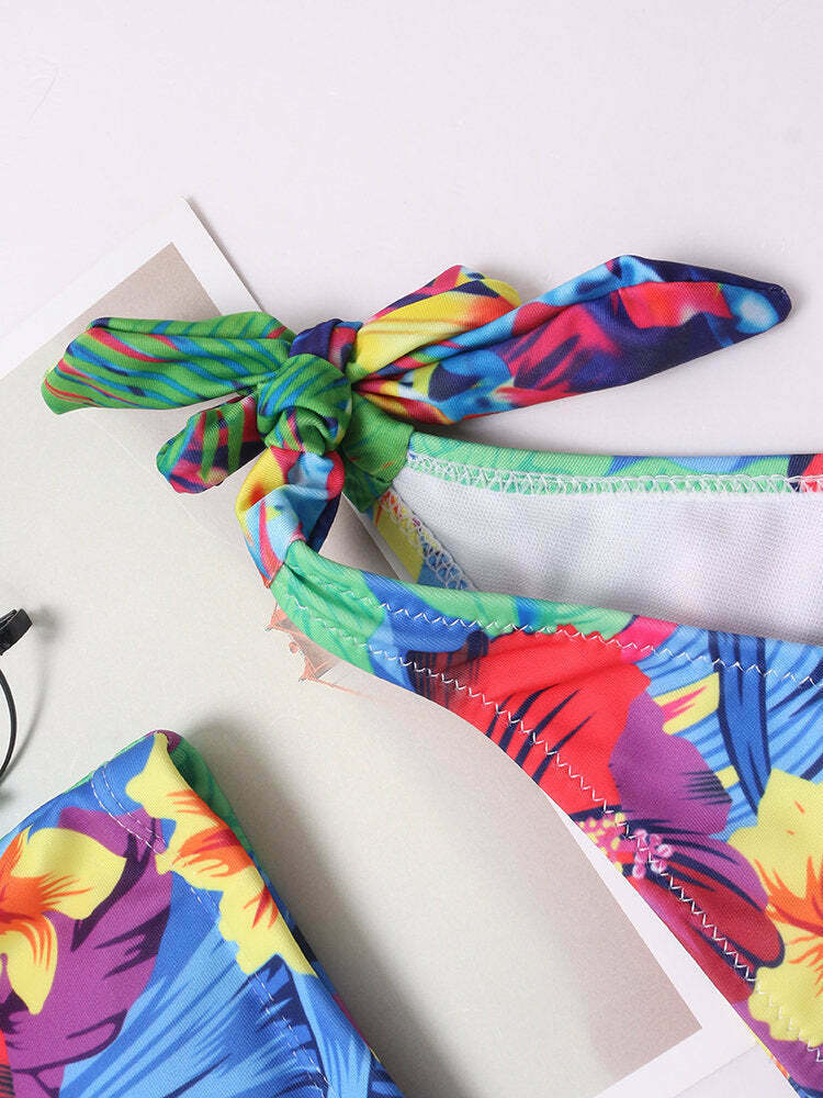 Coquette Aesthetic Backless Floral Bikini Swimsuit - Y2K Fashion Statement