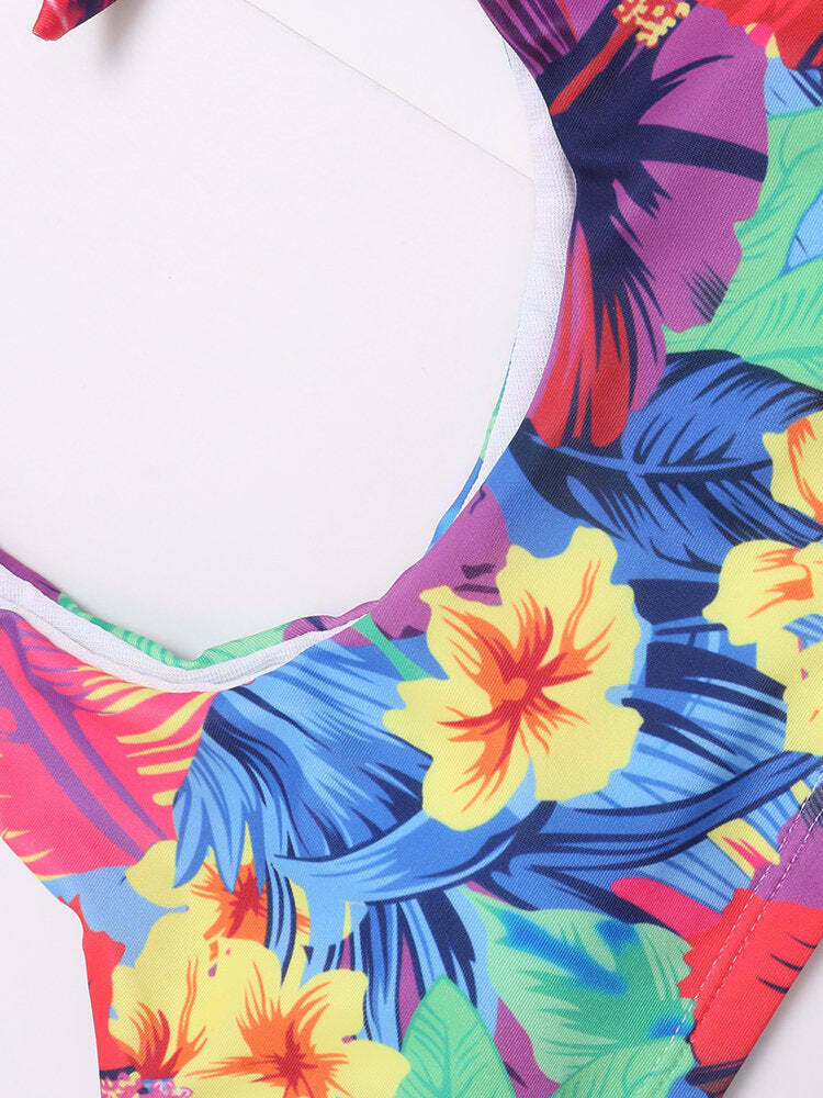 Coquette Aesthetic Backless Floral Bikini Swimsuit - Y2K Fashion Statement
