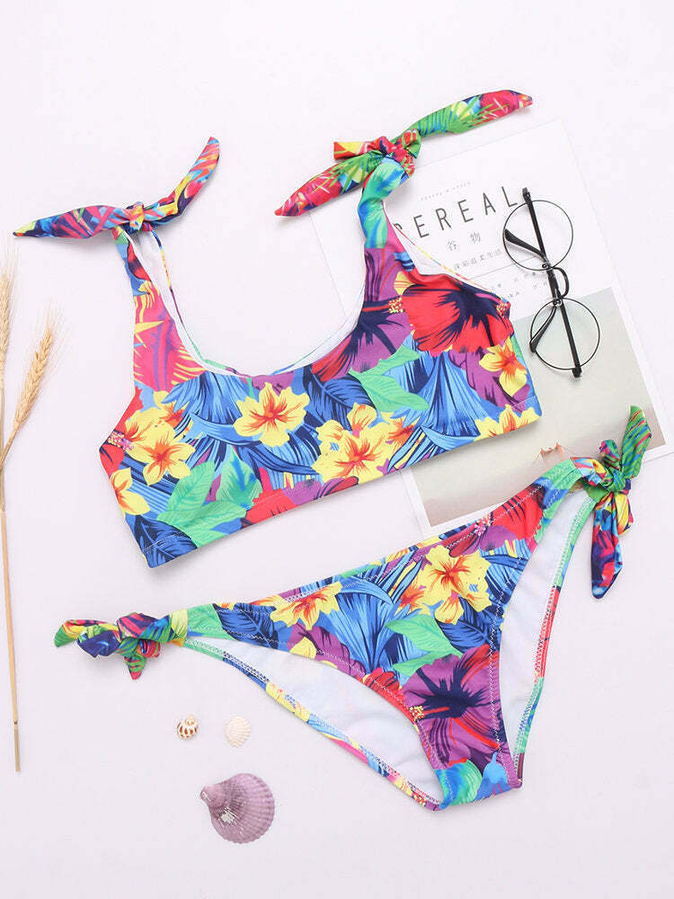 Coquette Aesthetic Backless Floral Bikini Swimsuit - Y2K Fashion Statement