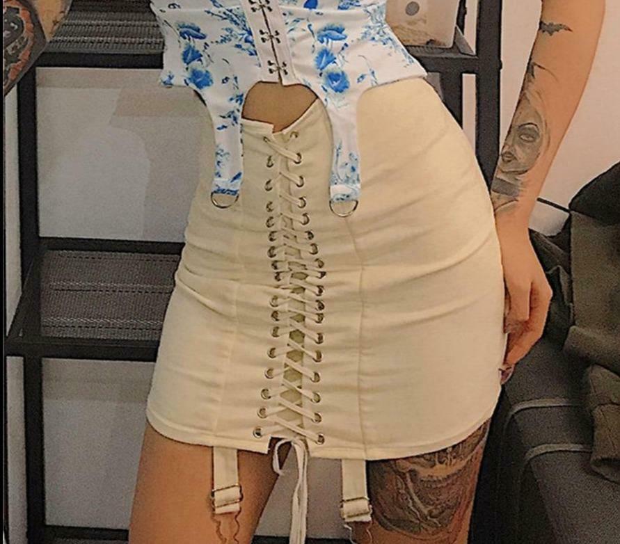 Coquette Aesthetic Bandage Skirt in Lovely Apricot Shade - Y2K Fashion Statement