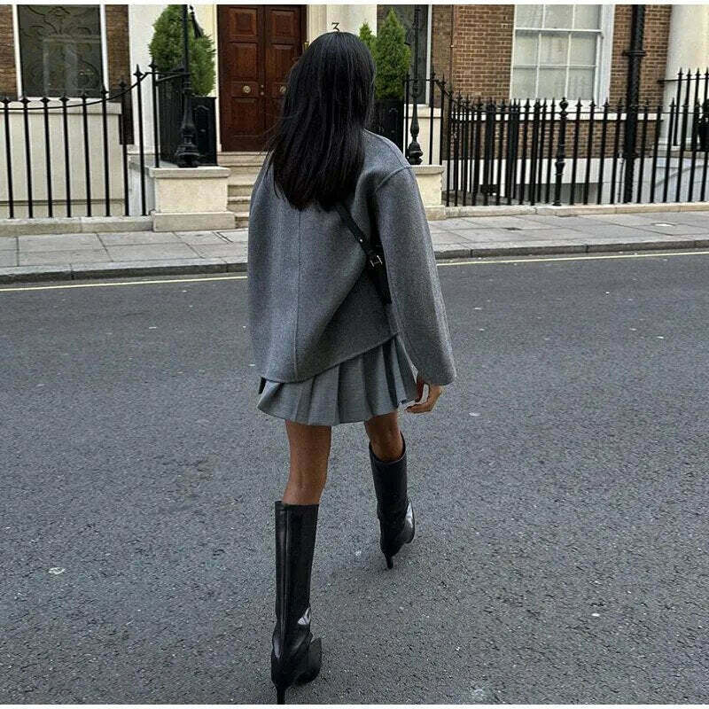 Coquette Aesthetic Benjamin Woolen Trench Coat - Y2K Fashion Statement Piece