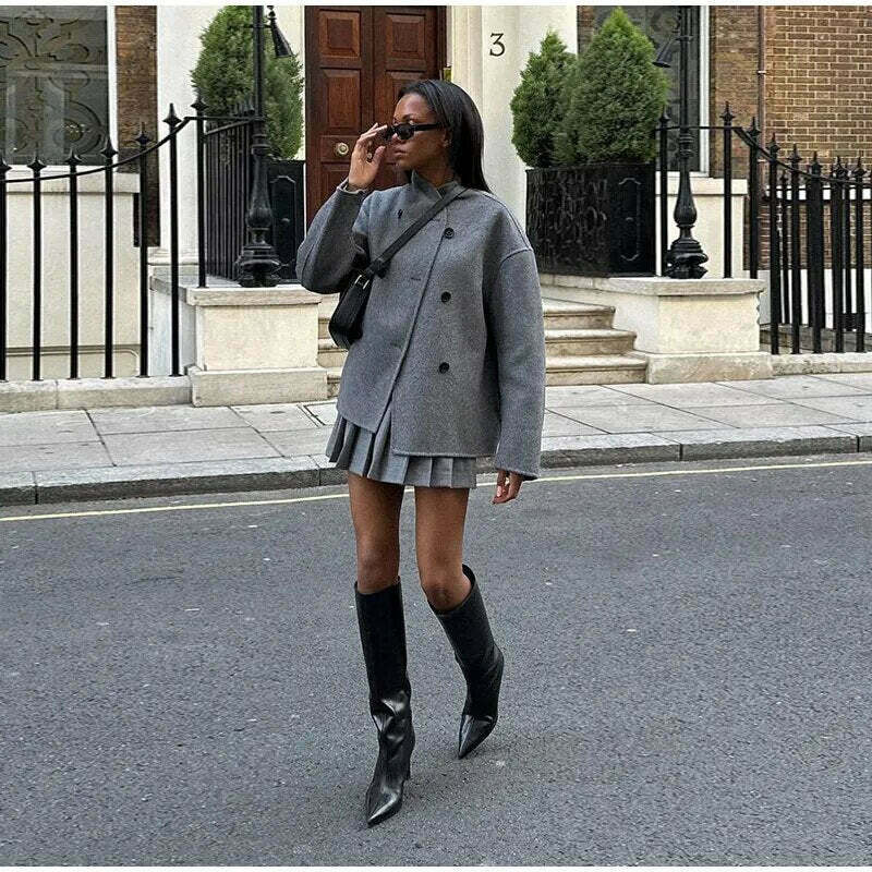 Coquette Aesthetic Benjamin Woolen Trench Coat - Y2K Fashion Statement Piece