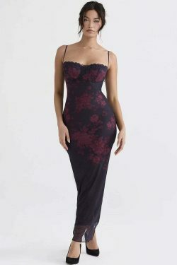 Coquette Aesthetic Berry Bouquet Backless Floral Dress - Y2K Fashion for Women