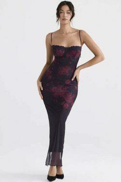 Coquette Aesthetic Berry Bouquet Backless Floral Dress - Y2K Fashion for Women