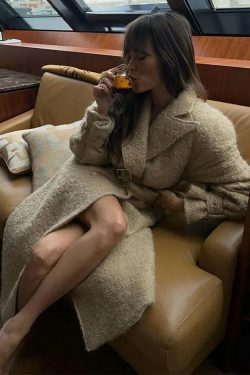 Coquette Aesthetic Blossom Breeze Apricot Coat - Y2K Fashion Women's Outerwear