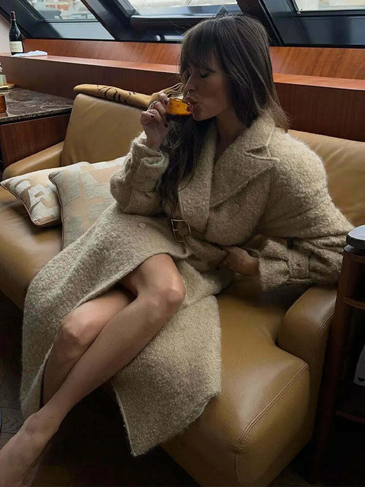 Coquette Aesthetic Blossom Breeze Apricot Coat - Y2K Fashion Women's Outerwear