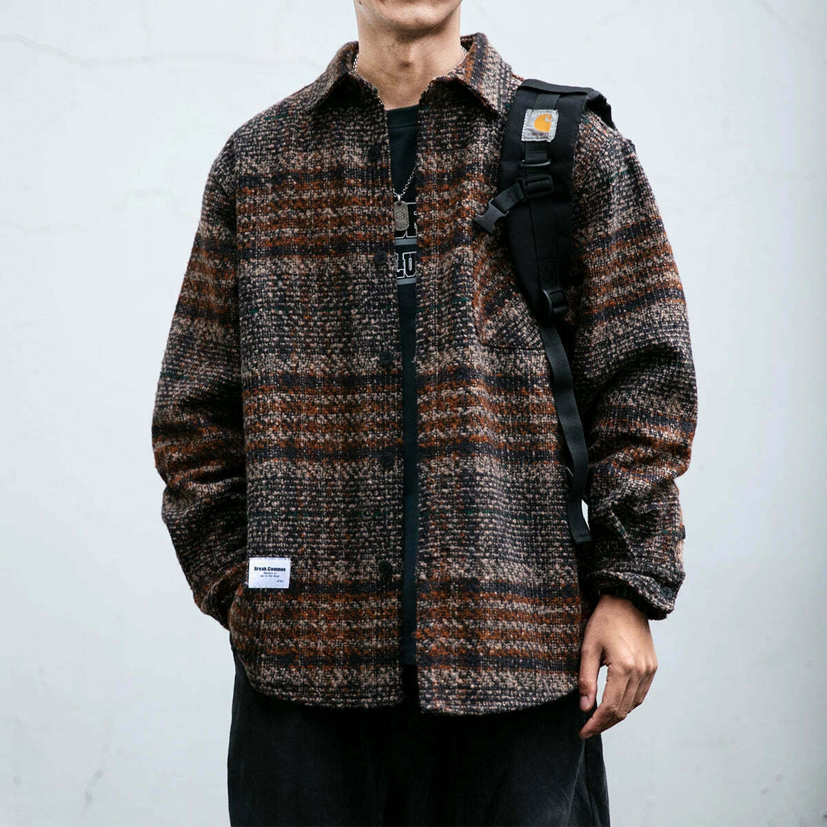 Coquette Aesthetic Boucle Texture Check Overshirt - Y2K Fashion Statement Piece
